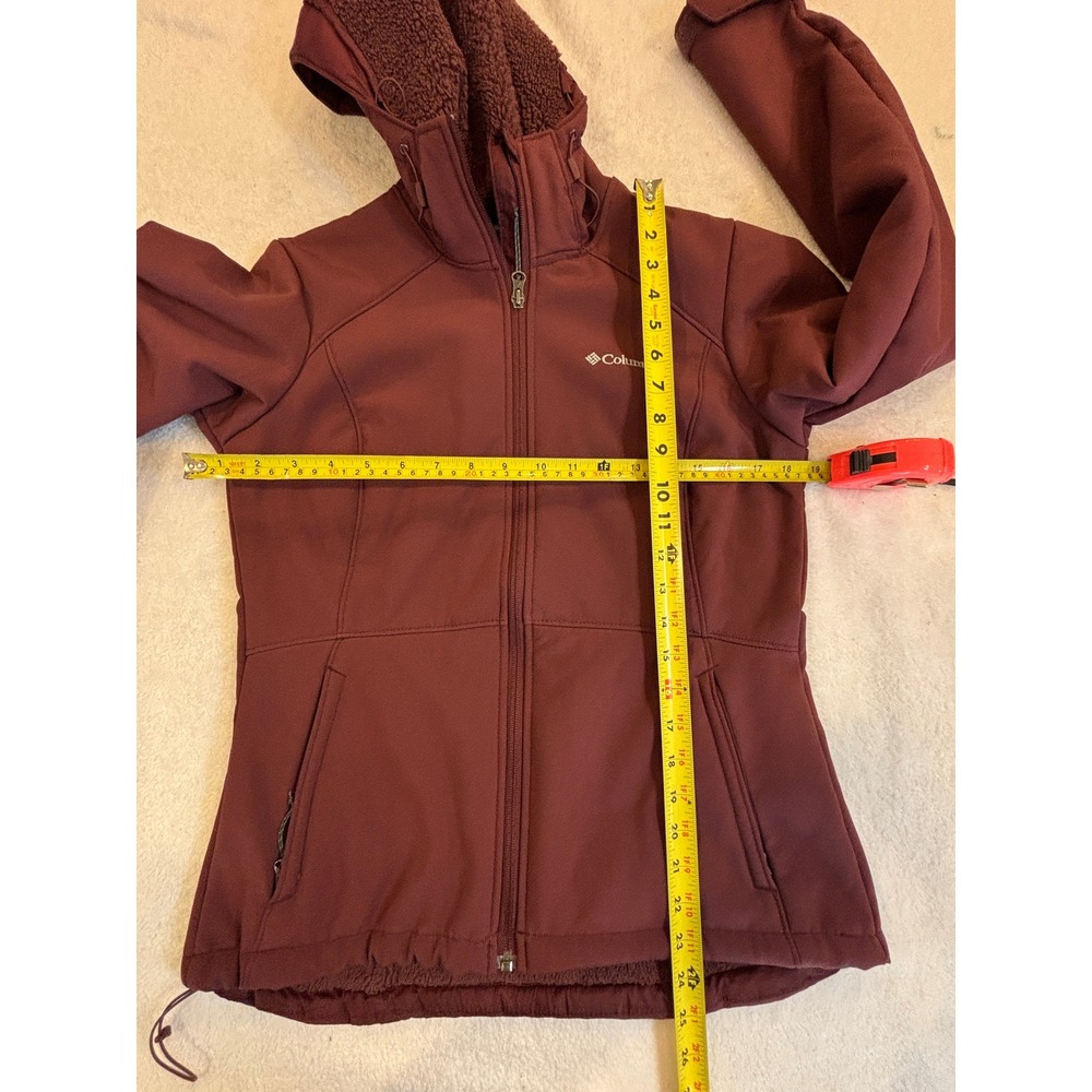Columbia Omni-Wind Softshell Jacket Womens Medium Maroon Fleece Lined Hooded - Picture 4 of 5